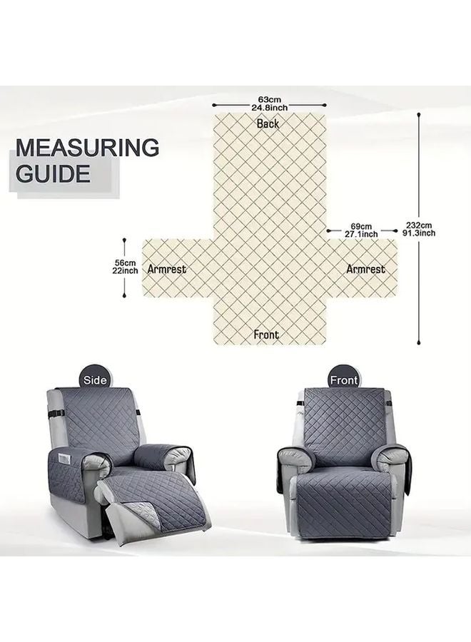 Modern Plush Single Recliner Sofa Cover Dark Gray Ultrasoft Pet Friendly Machine Washable - Image 3